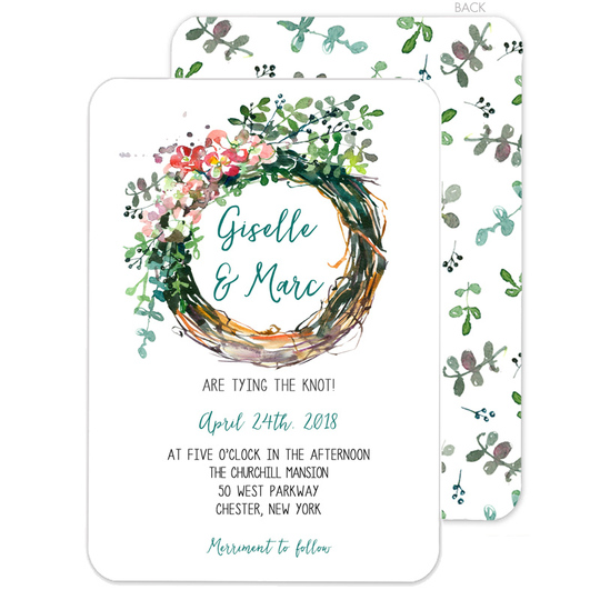 Peony Wreath Invitations